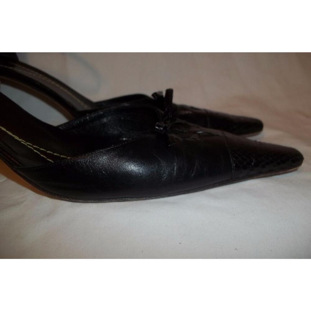 Kate Spade Black Leather Snake Skin Bow & Snip Toe Shoes 10 B - Picture 8 of 10